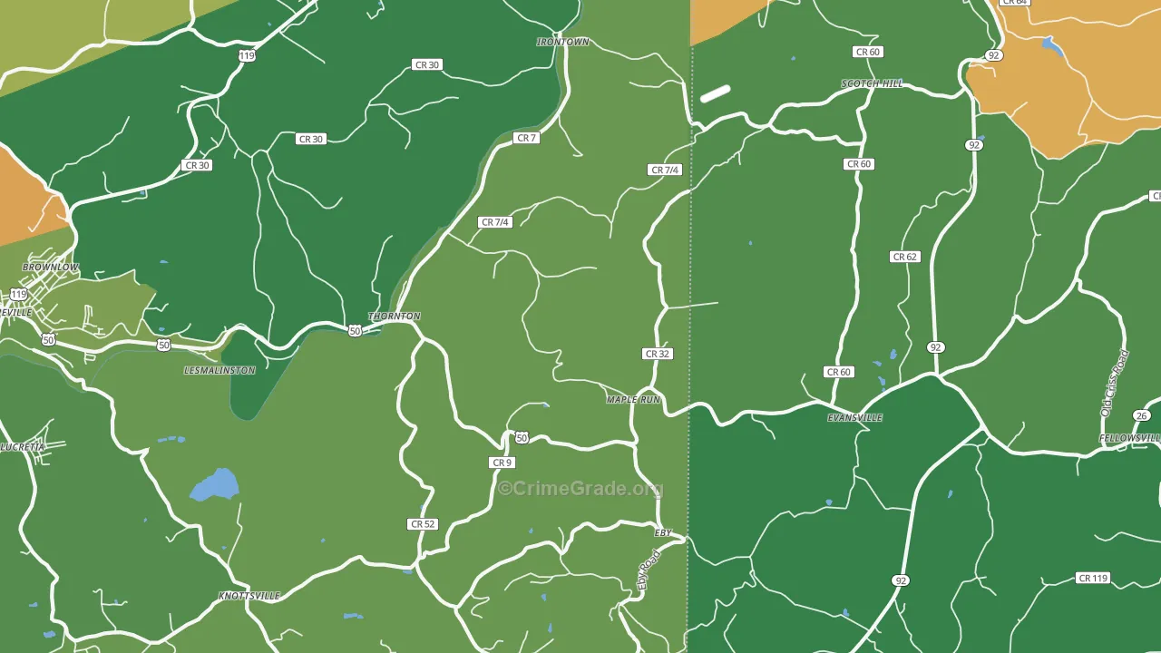 Thornton, WV Map of Theft Rates