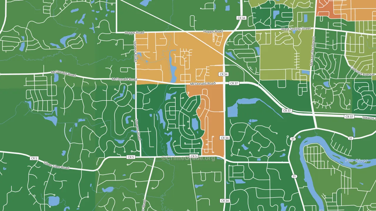 Thornwood, South Elgin, IL Map of Theft Rates