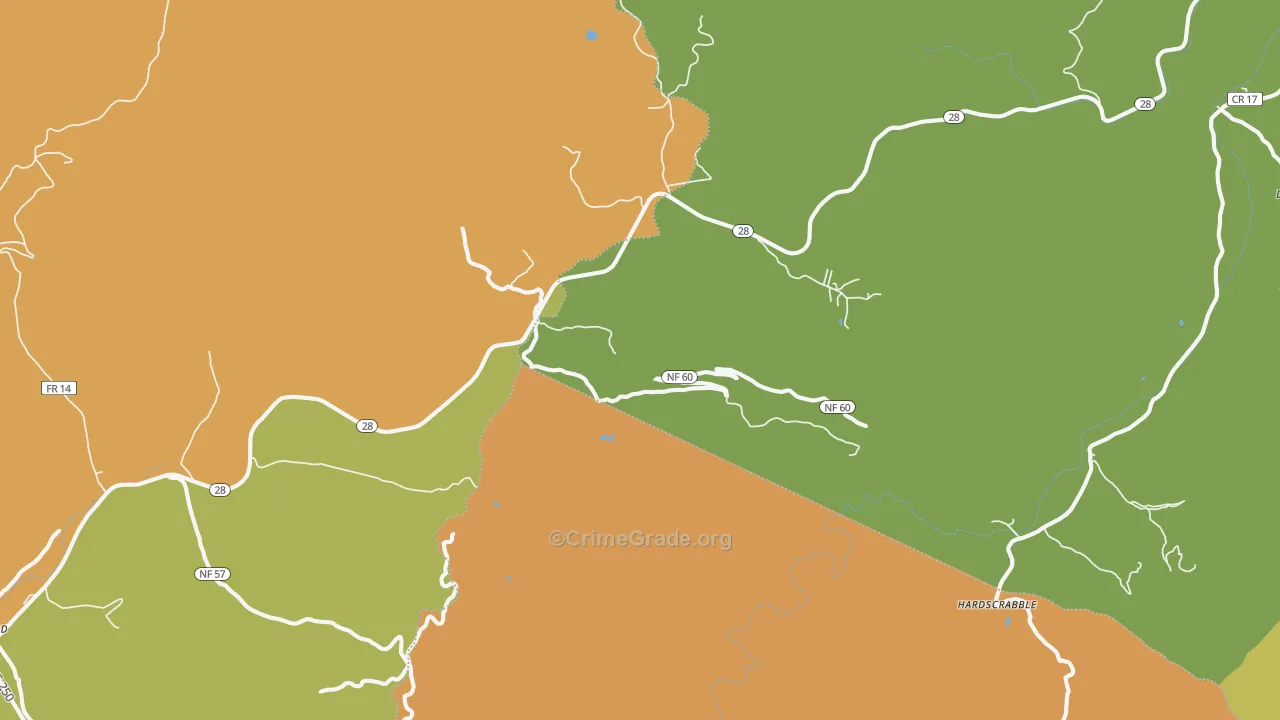 Thornwood, WV Map of Theft Rates