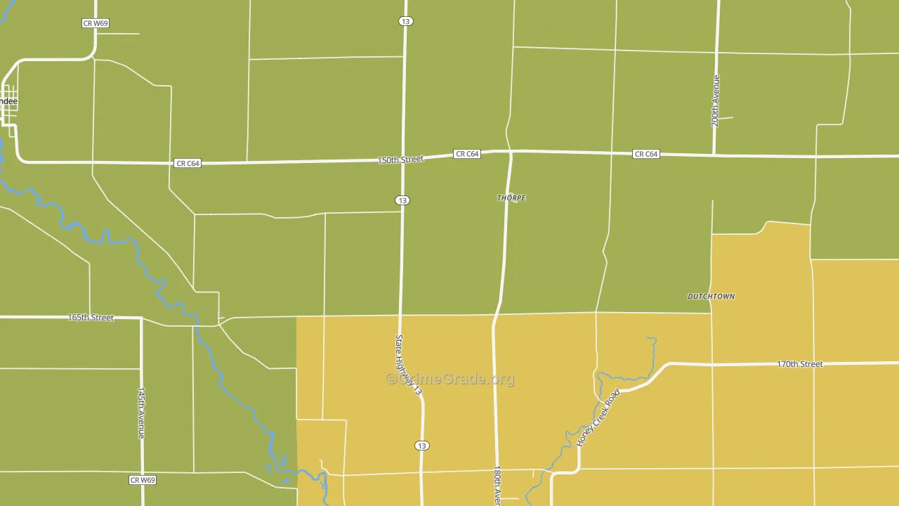 Thorpe, IA Map of Theft Rates