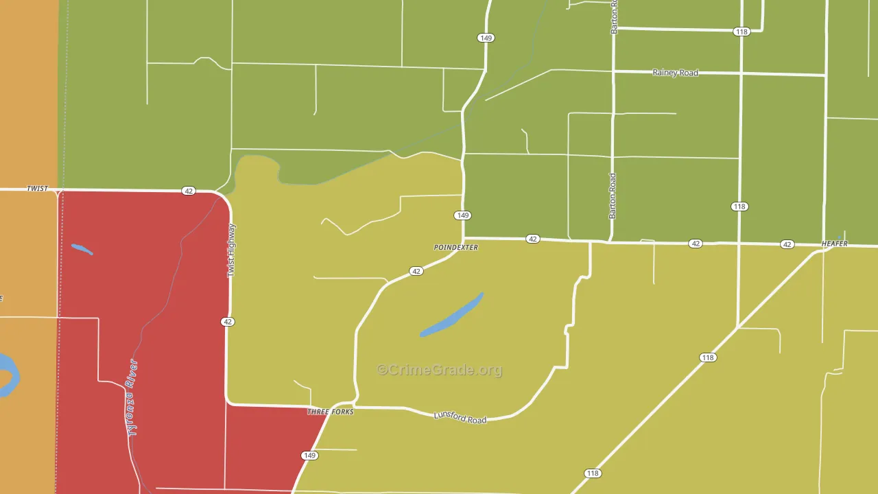 Three Forks, AR Map of Theft Rates