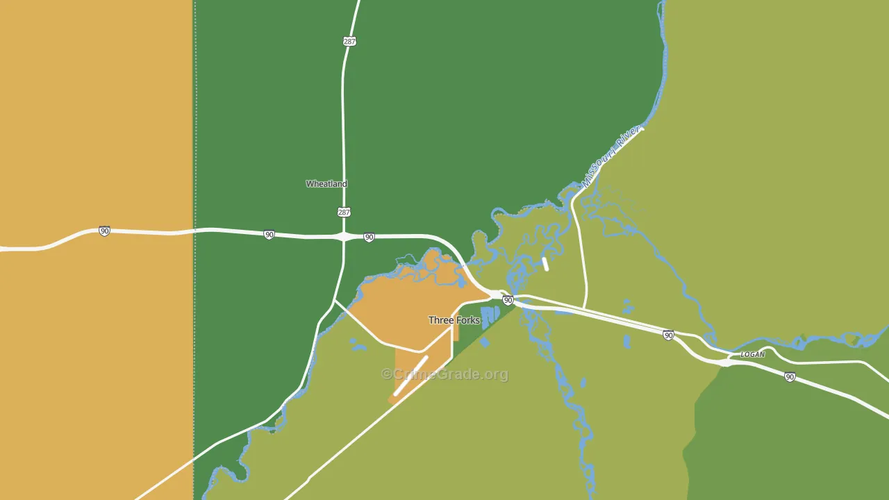 Three Forks, MT Map of Theft Rates
