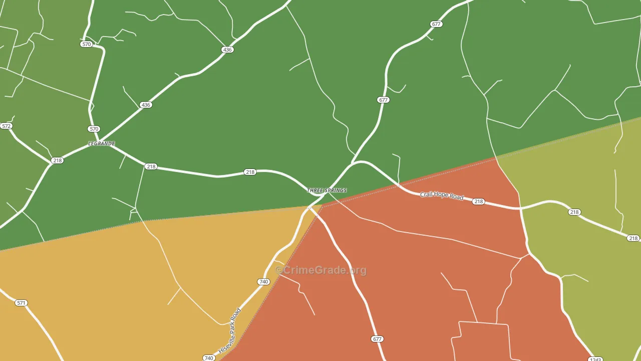Three Springs, KY Map of Theft Rates