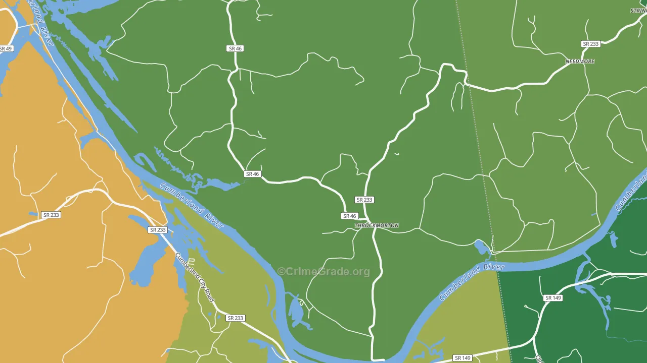 Throckmorton, TN Map of Theft Rates
