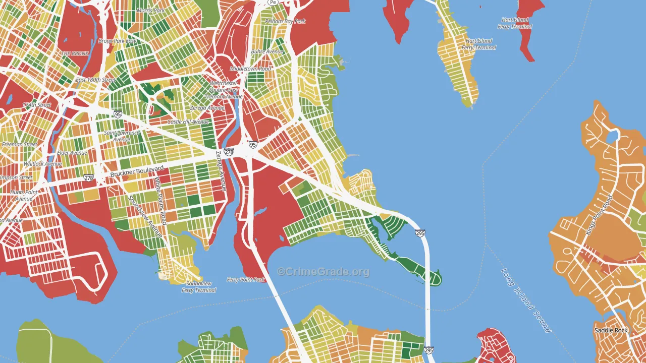 Throgs Neck-Edgewater Park, Bronx, NY Map of Theft Rates