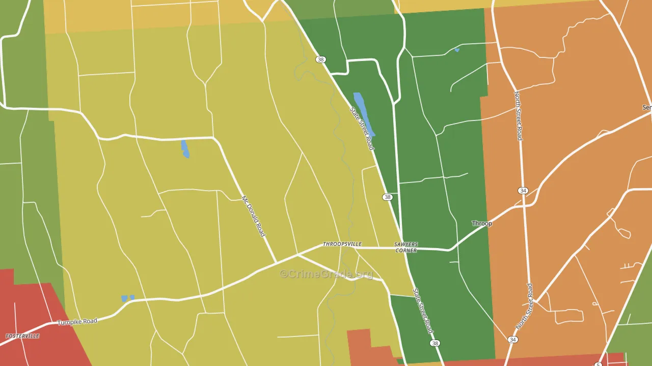 Throopsville, NY Map of Theft Rates