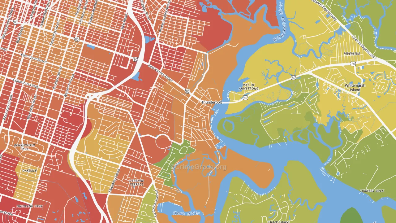 Thunderbolt, GA Map of Theft Rates