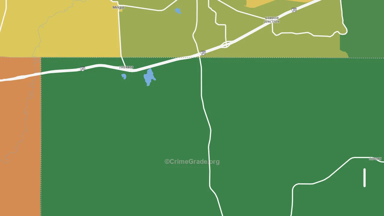 Thurber, TX Map of Theft Rates