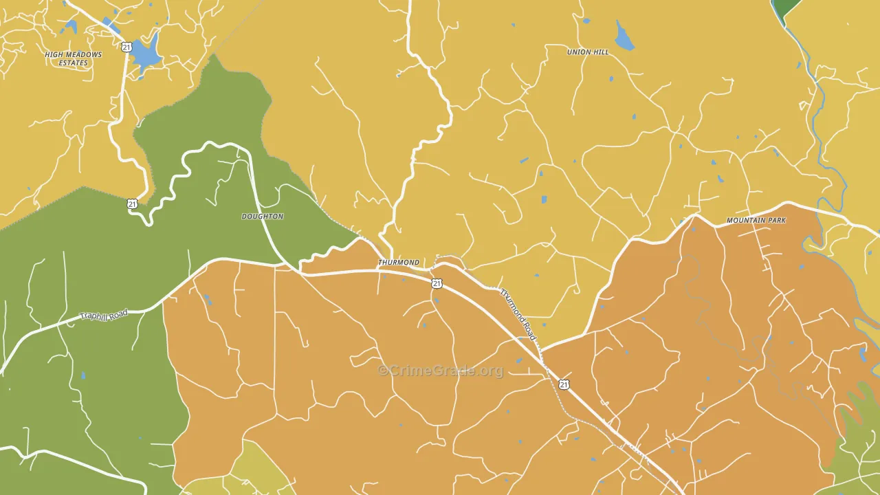 Thurmond, NC Map of Theft Rates