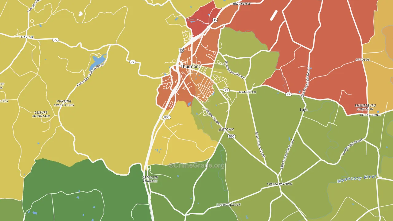 Thurmont, MD Map of Theft Rates