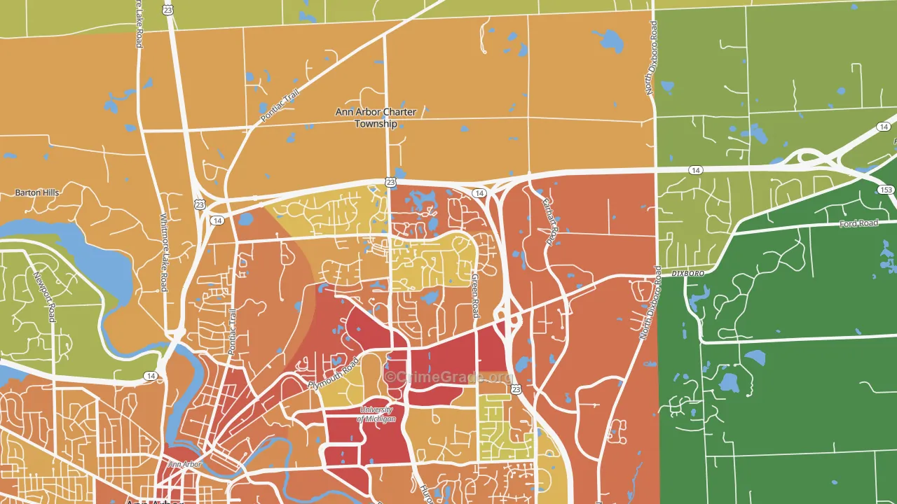 Thurston, Ann Arbor, MI Map of Theft Rates