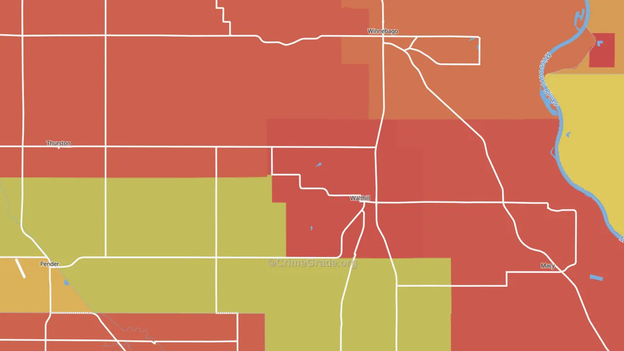 Thurston County, NE Map of Theft Rates