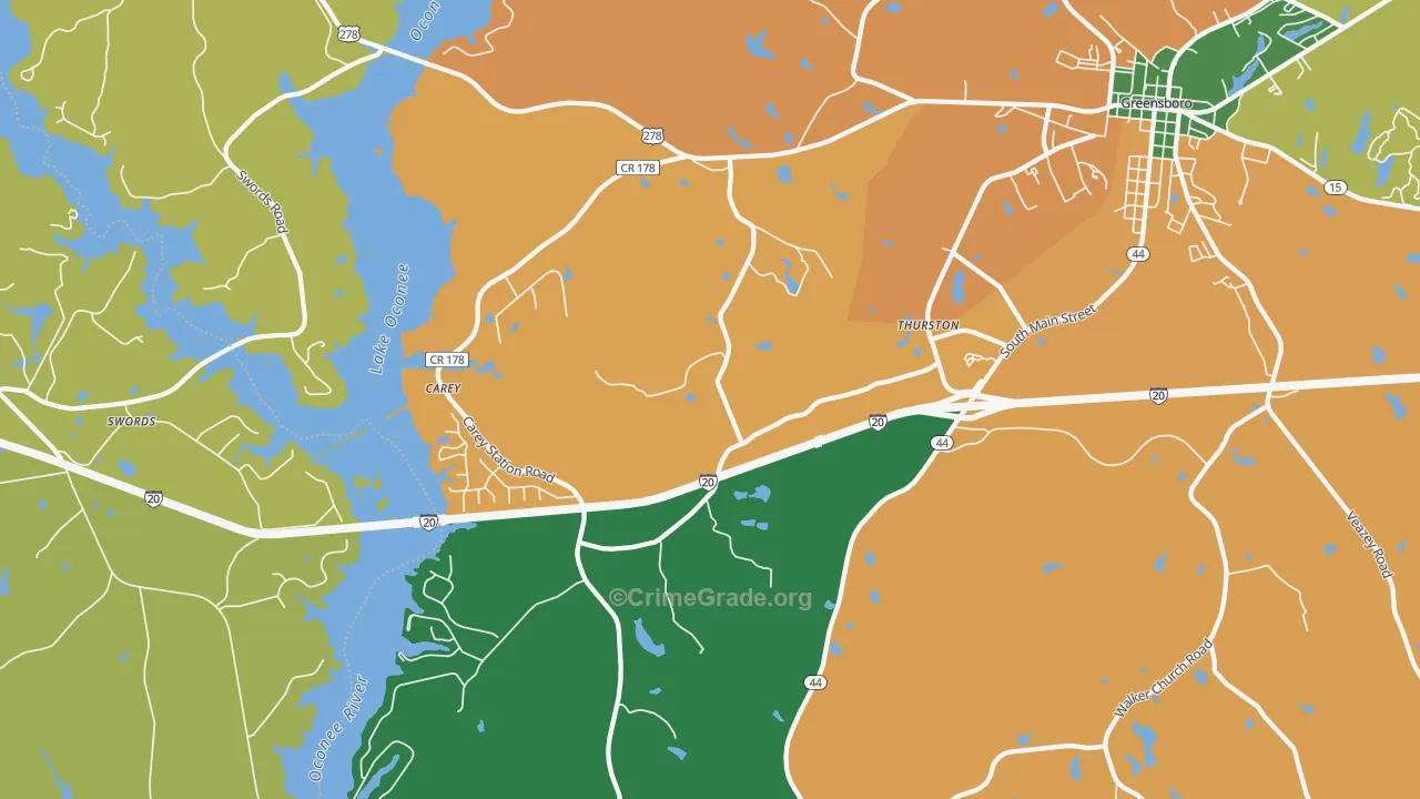 Thurston, GA Map of Theft Rates