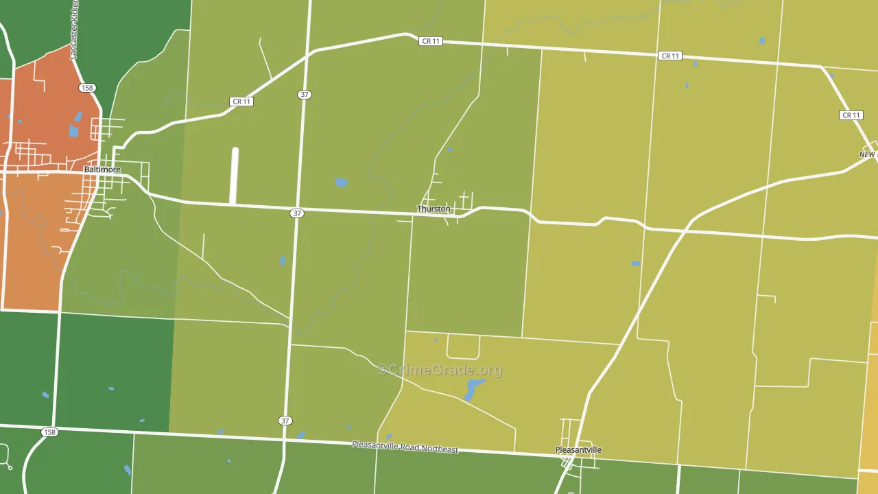 Thurston, OH Map of Theft Rates