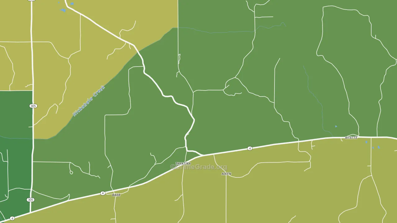 Thyatira, MS Map of Theft Rates