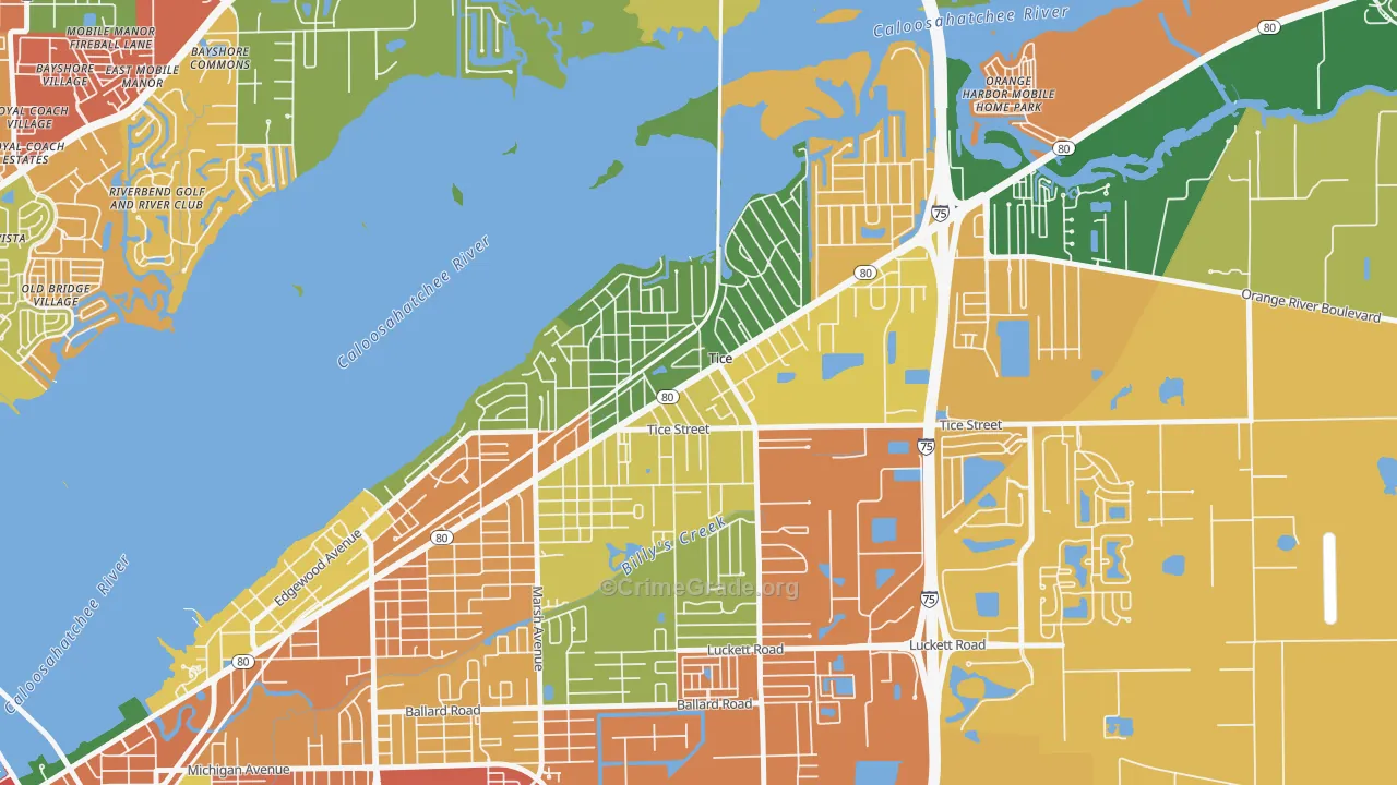 Tice, Fort Myers, FL Map of Theft Rates