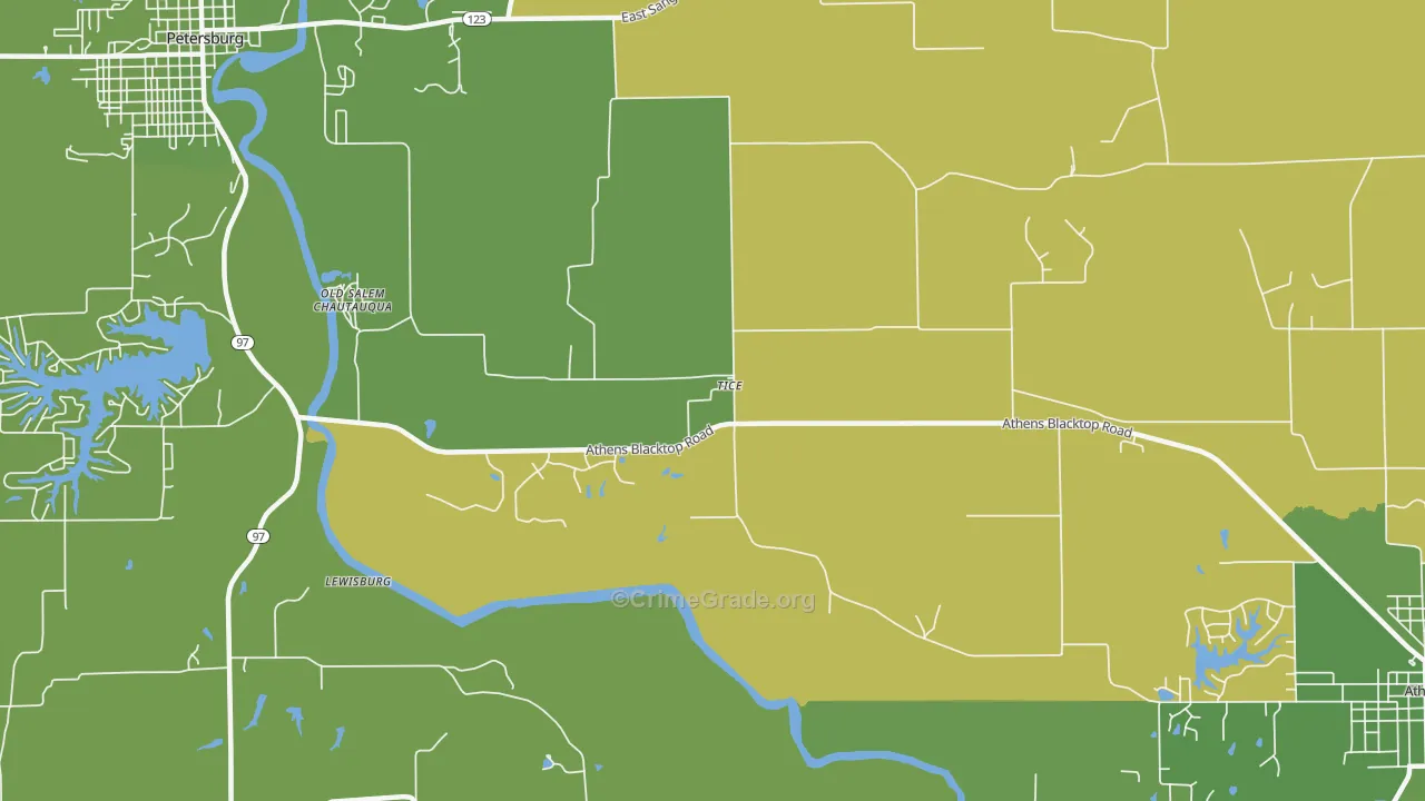 Tice, IL Map of Theft Rates