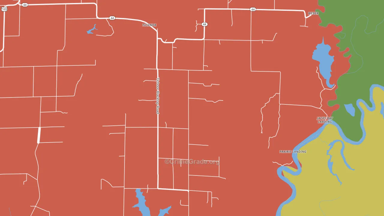 Tichnor, AR Map of Theft Rates
