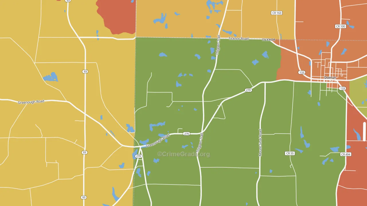 Ticknor, GA Map of Theft Rates