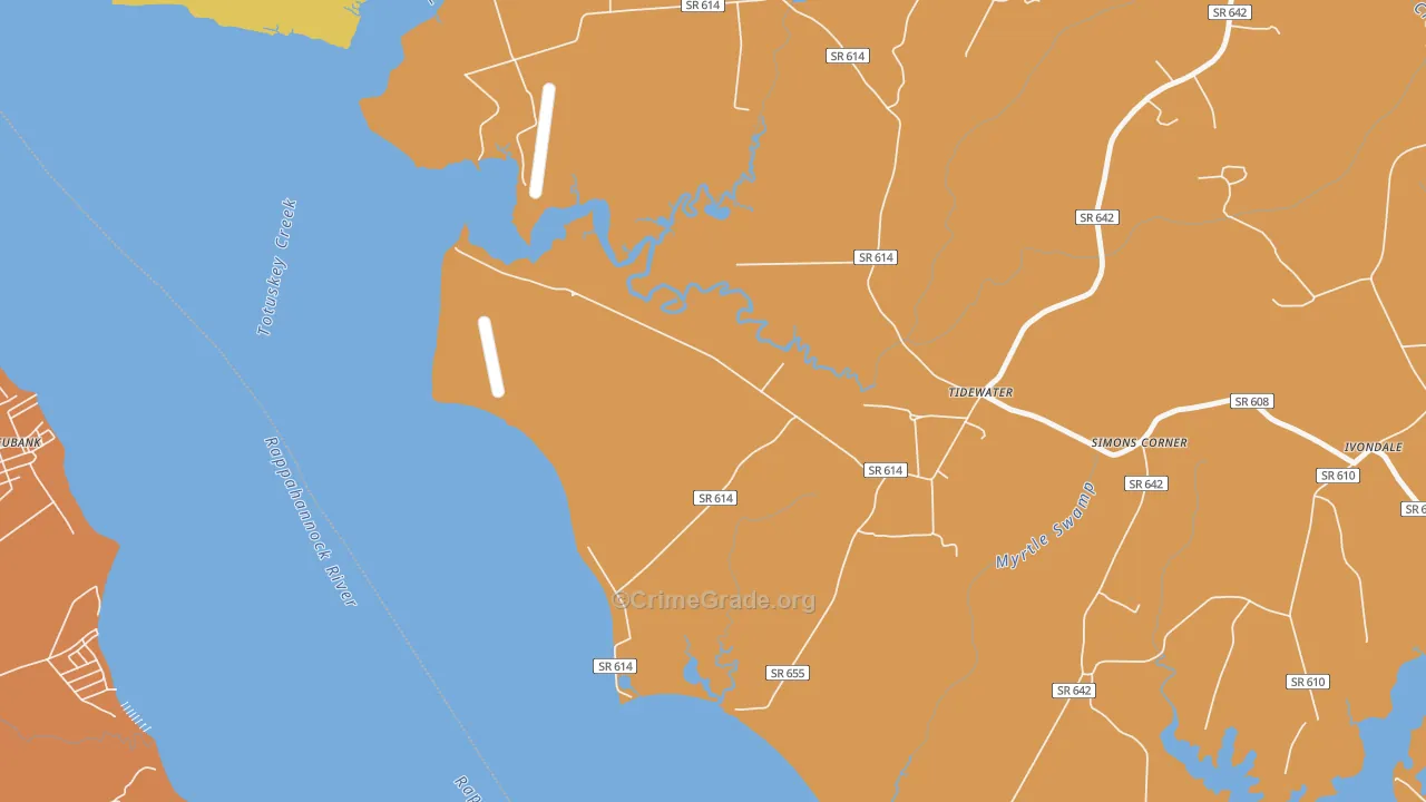 Tidewater, VA Map of Theft Rates