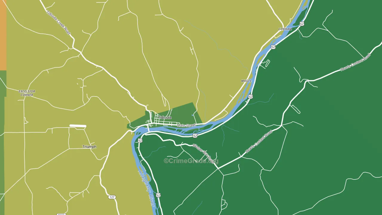 Tidioute, PA Map of Theft Rates