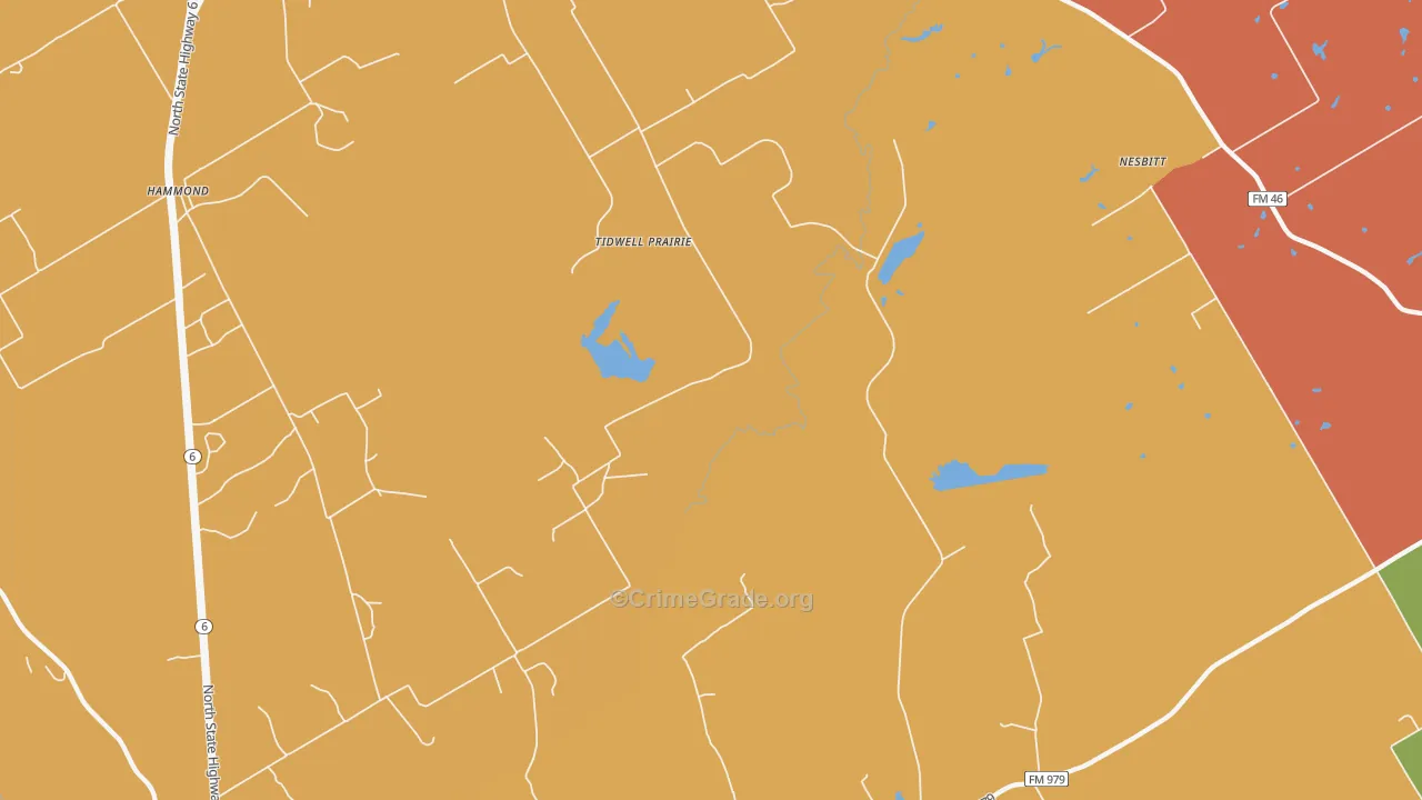 Tidwell Prairie, TX Map of Theft Rates