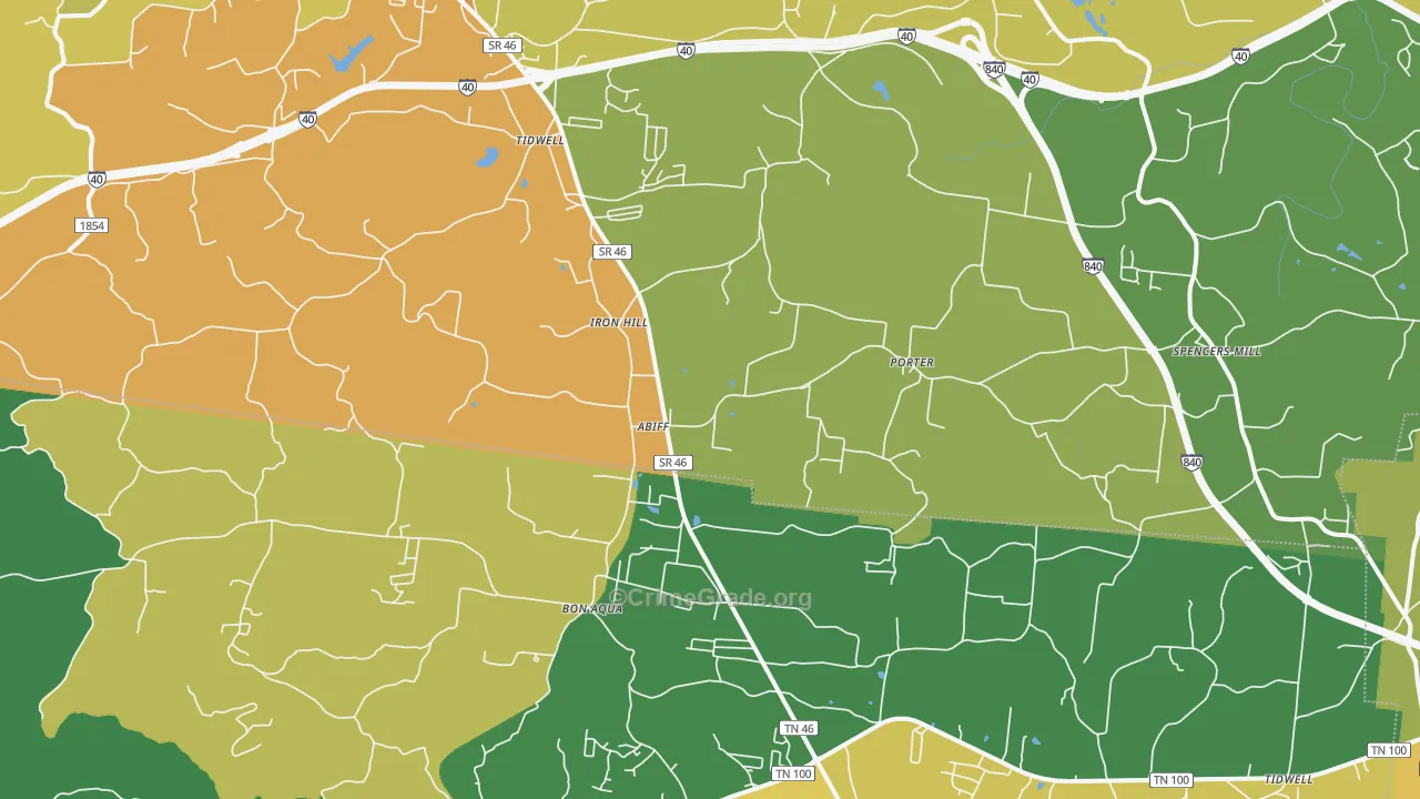 Tidwell, TN Map of Theft Rates