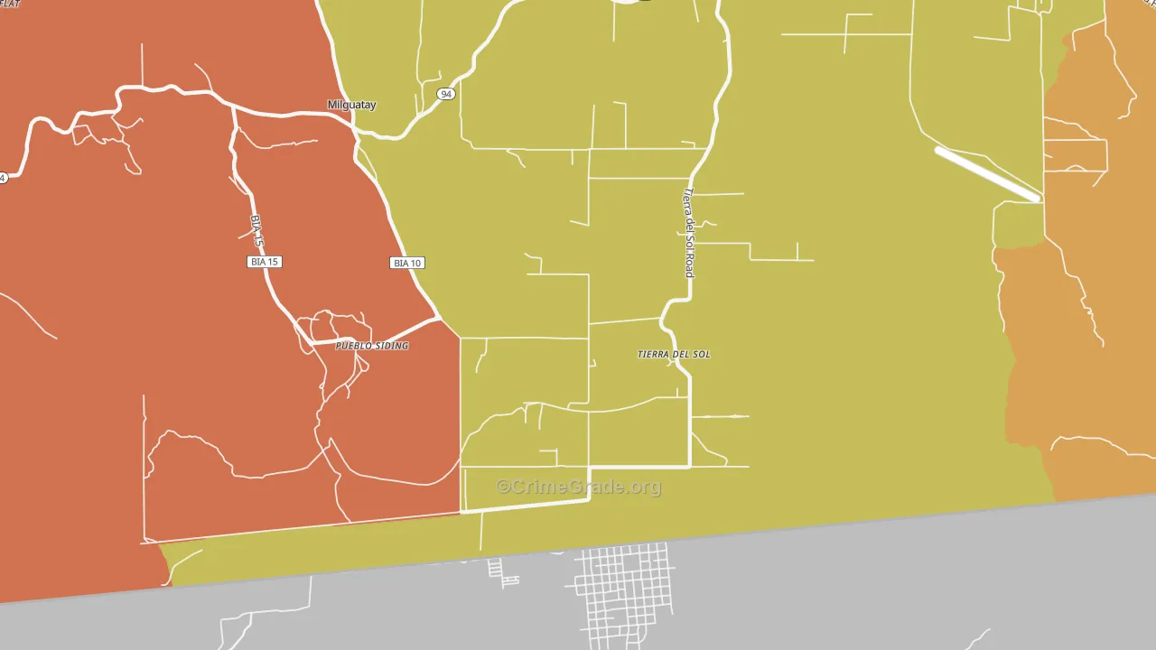 Tierra del Sol, CA Map of Theft Rates