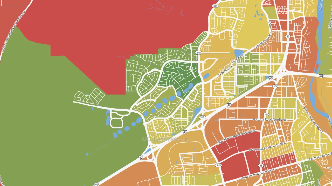 Tierra Oeste, Albuquerque, NM Map of Theft Rates