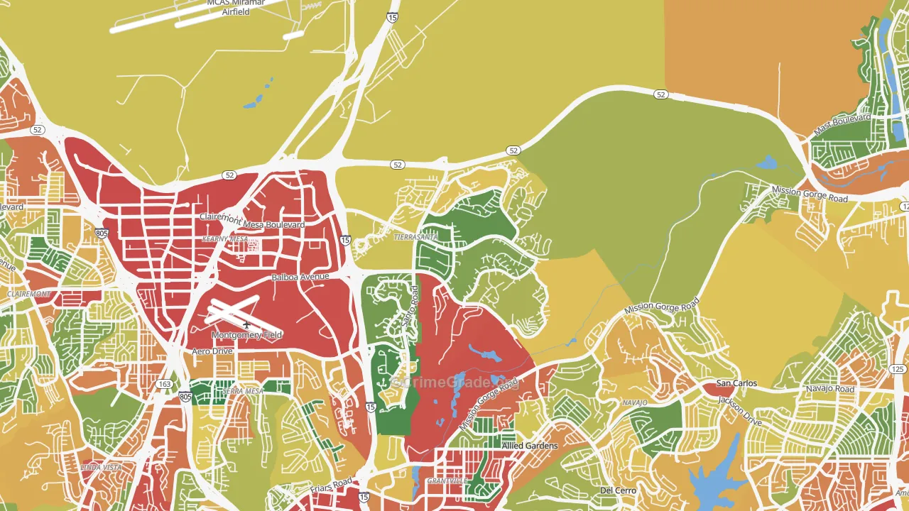 Tierrasanta, San Diego, CA Map of Theft Rates