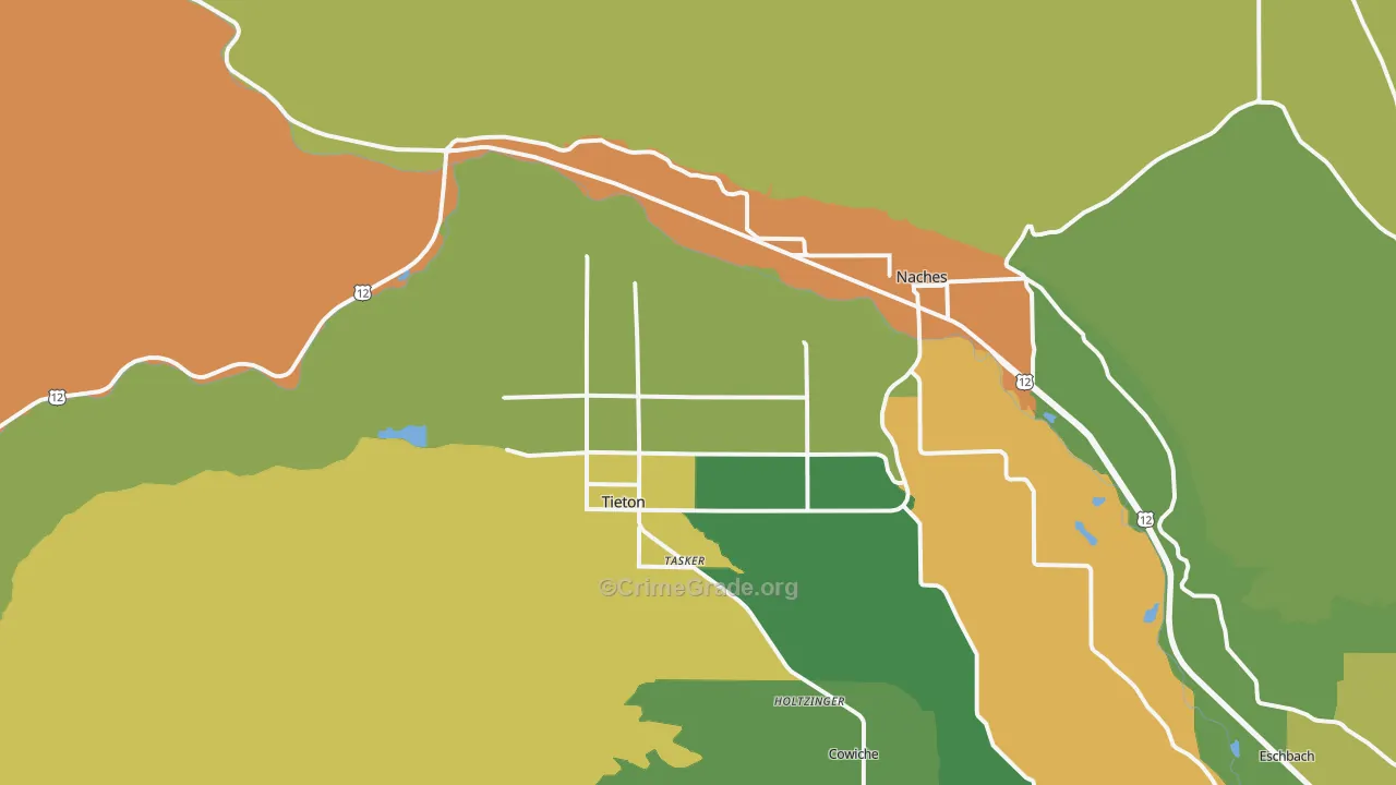 Tieton, WA Map of Theft Rates