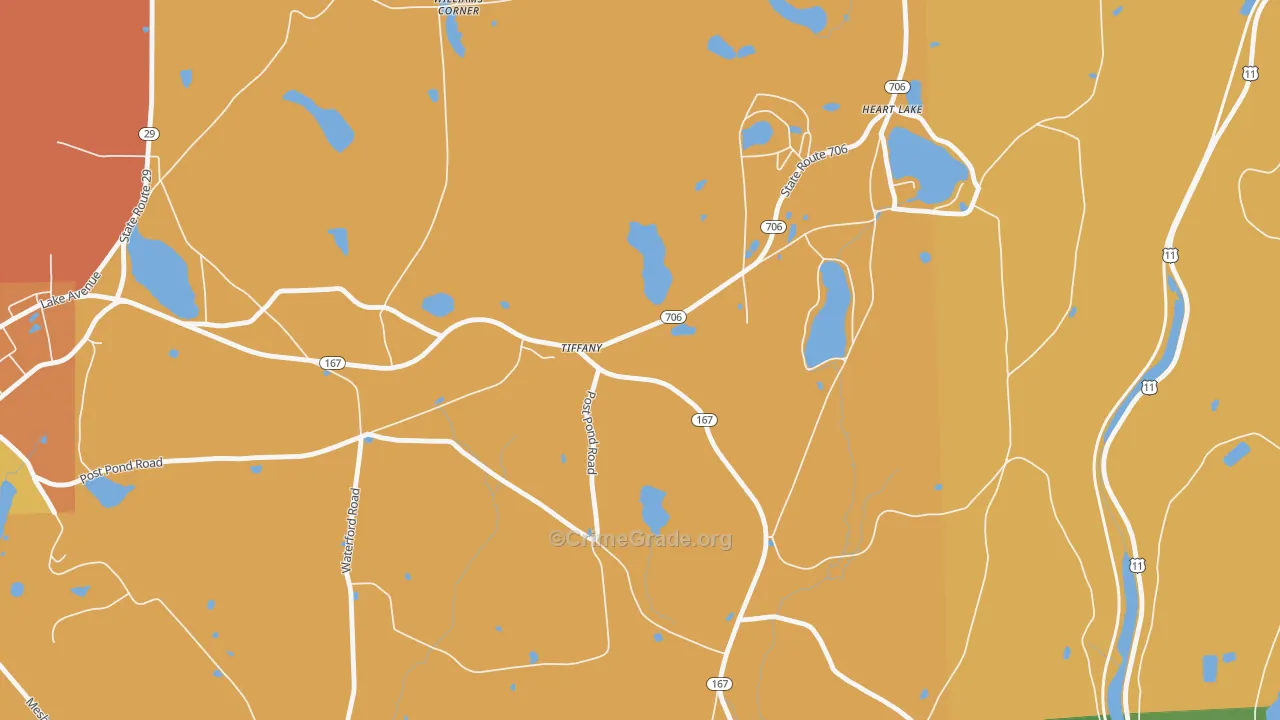 Tiffany, PA Map of Theft Rates