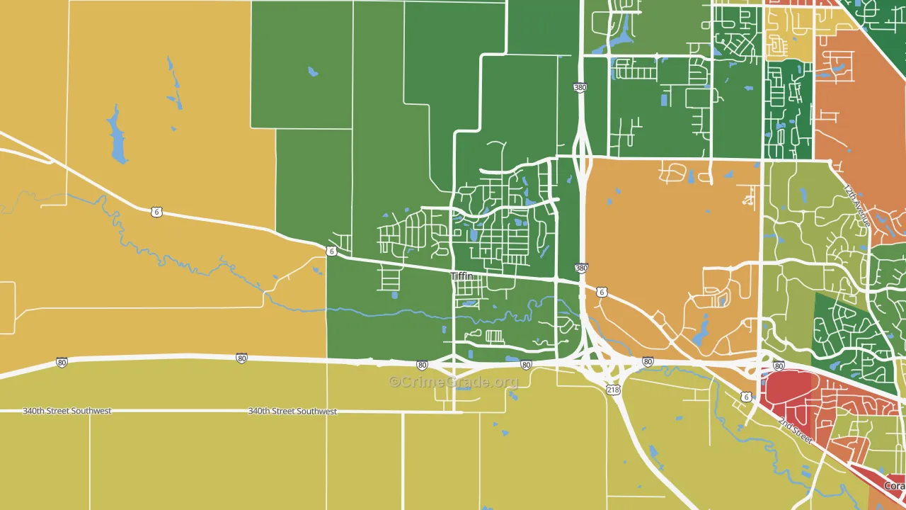 Tiffin, IA Map of Theft Rates