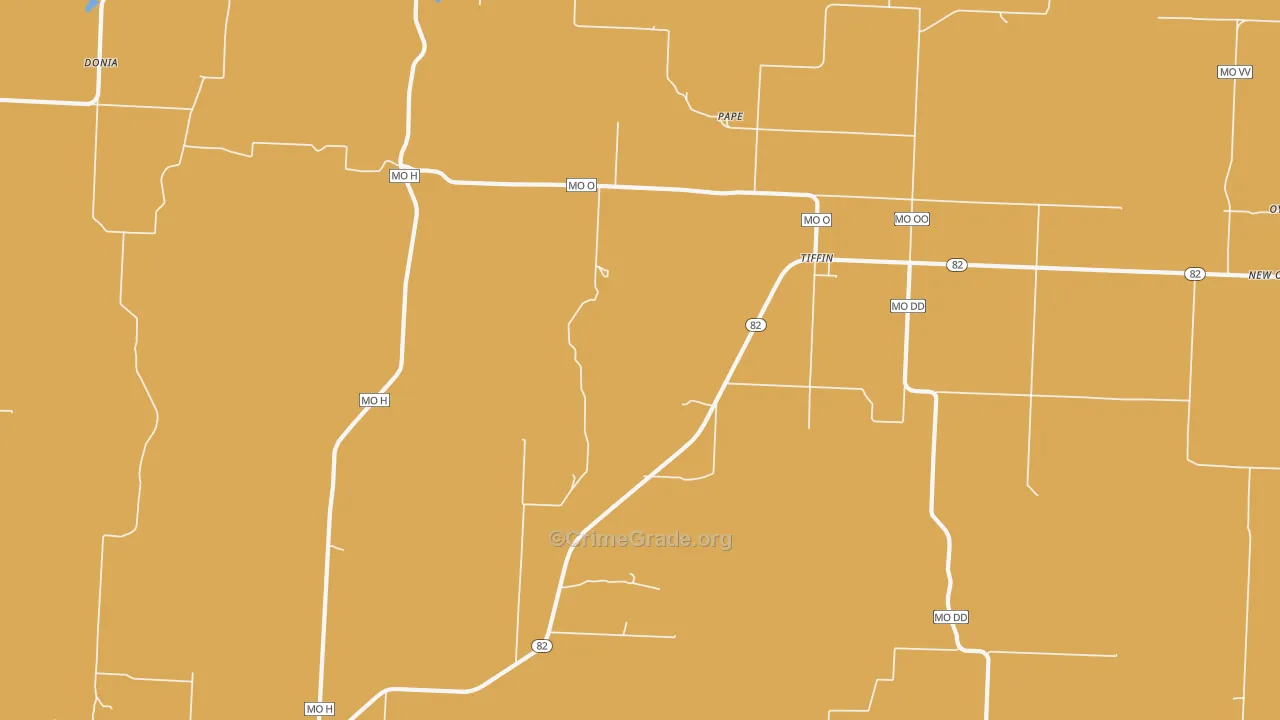 Tiffin, MO Map of Theft Rates