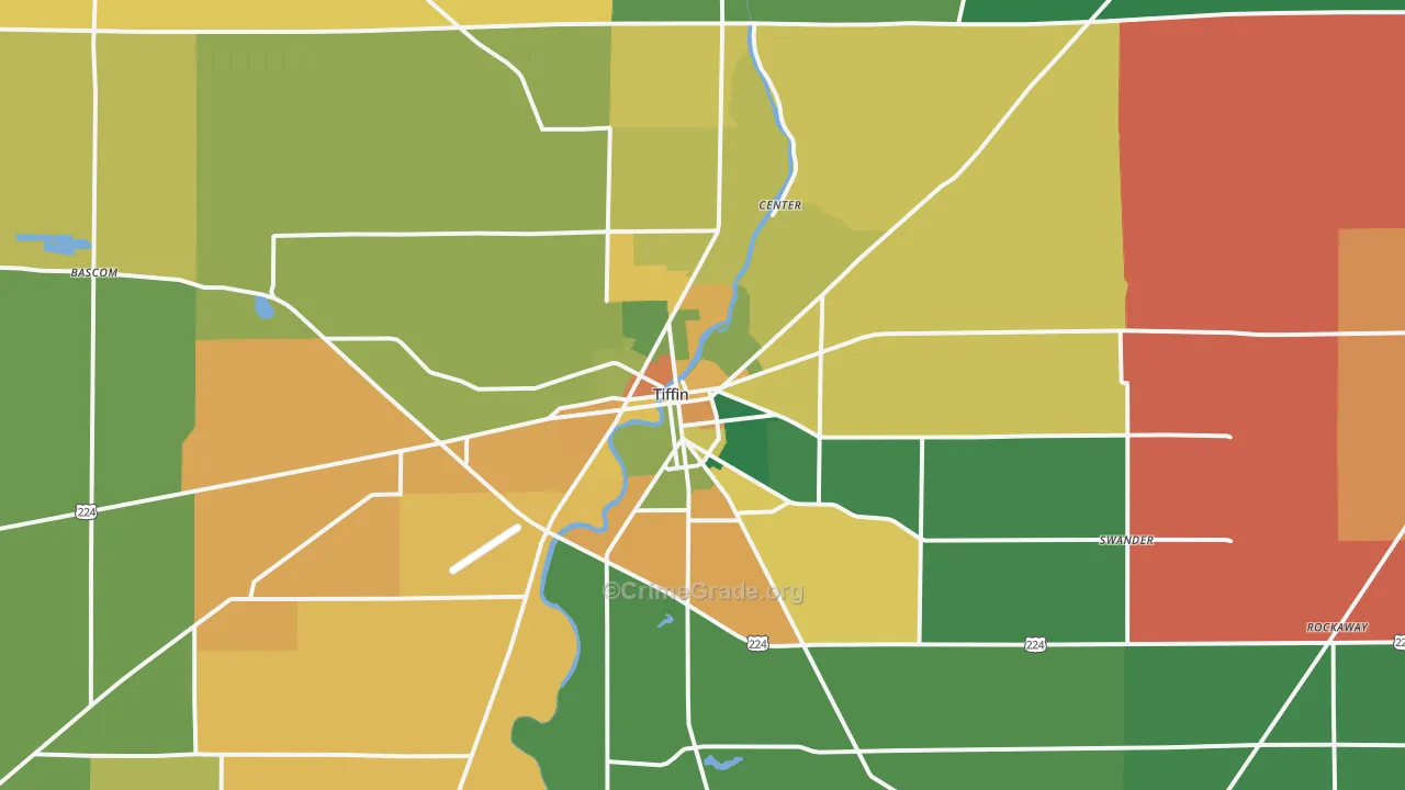 Tiffin, OH Map of Theft Rates