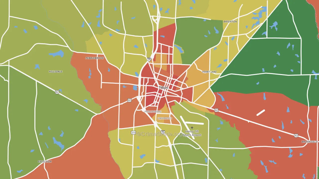 Tift County, GA Map of Theft Rates
