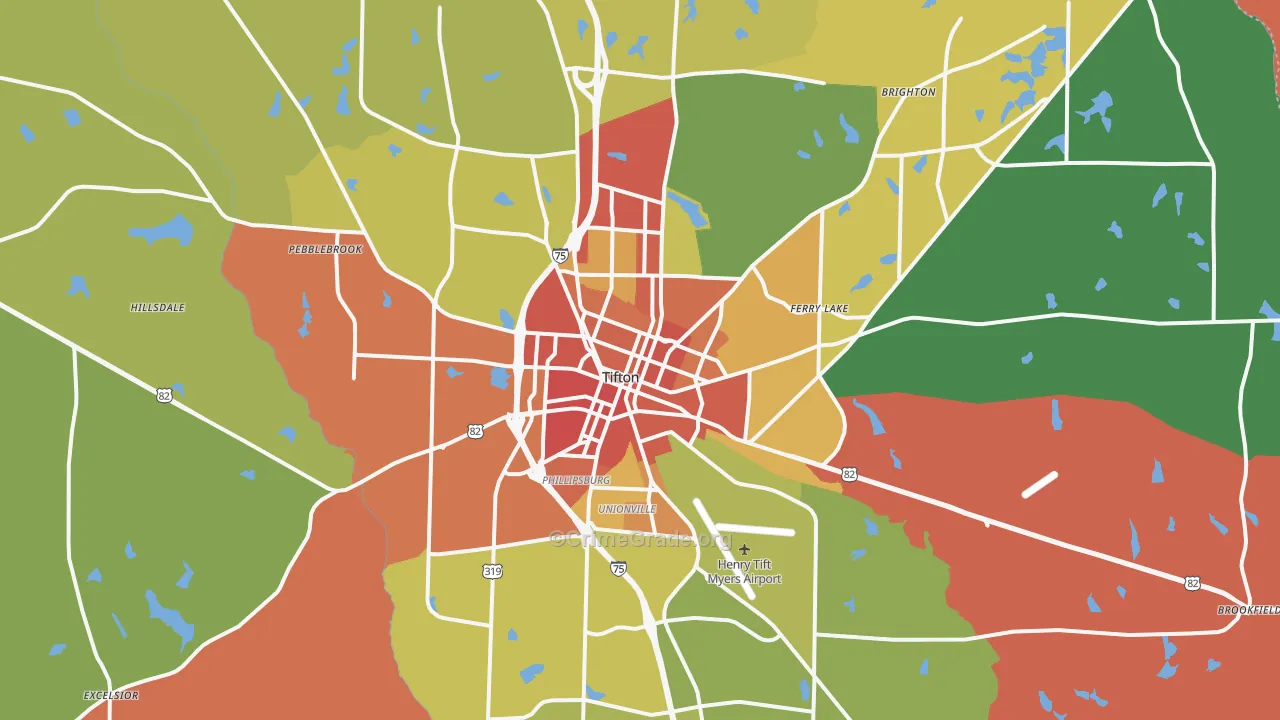 Tifton, GA Map of Theft Rates