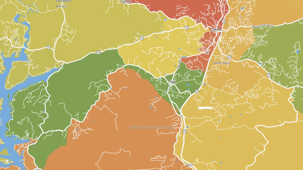 Tiger, GA Map of Theft Rates