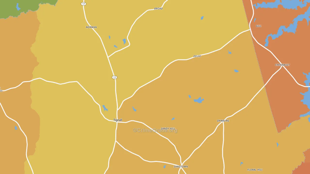 Tignall, GA Map of Theft Rates
