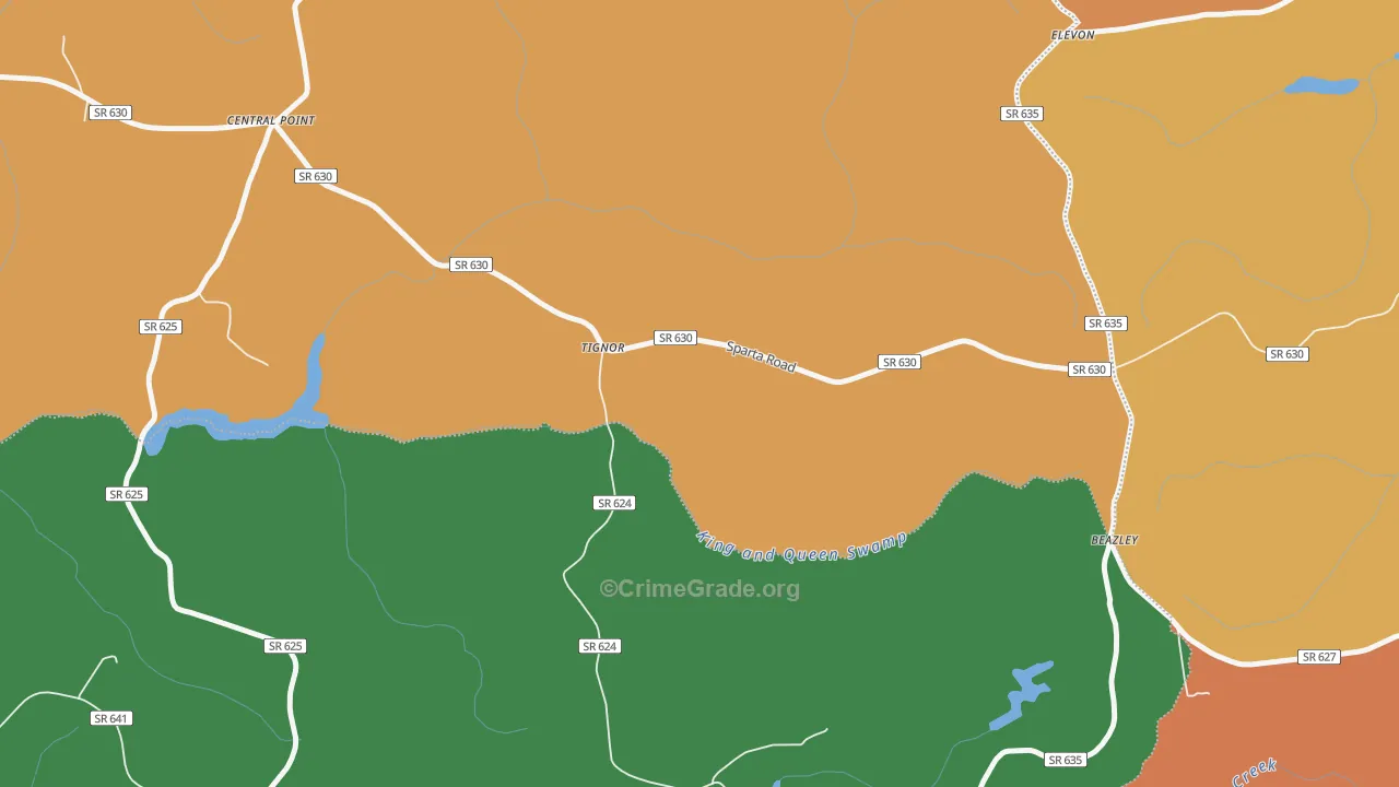 Tignor, VA Map of Theft Rates