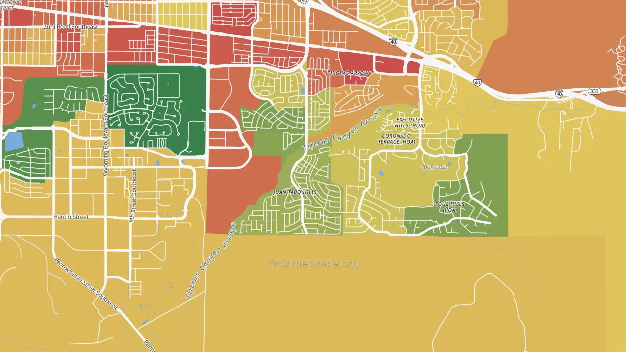 Tijeras Arroyo, Albuquerque, NM Map of Theft Rates