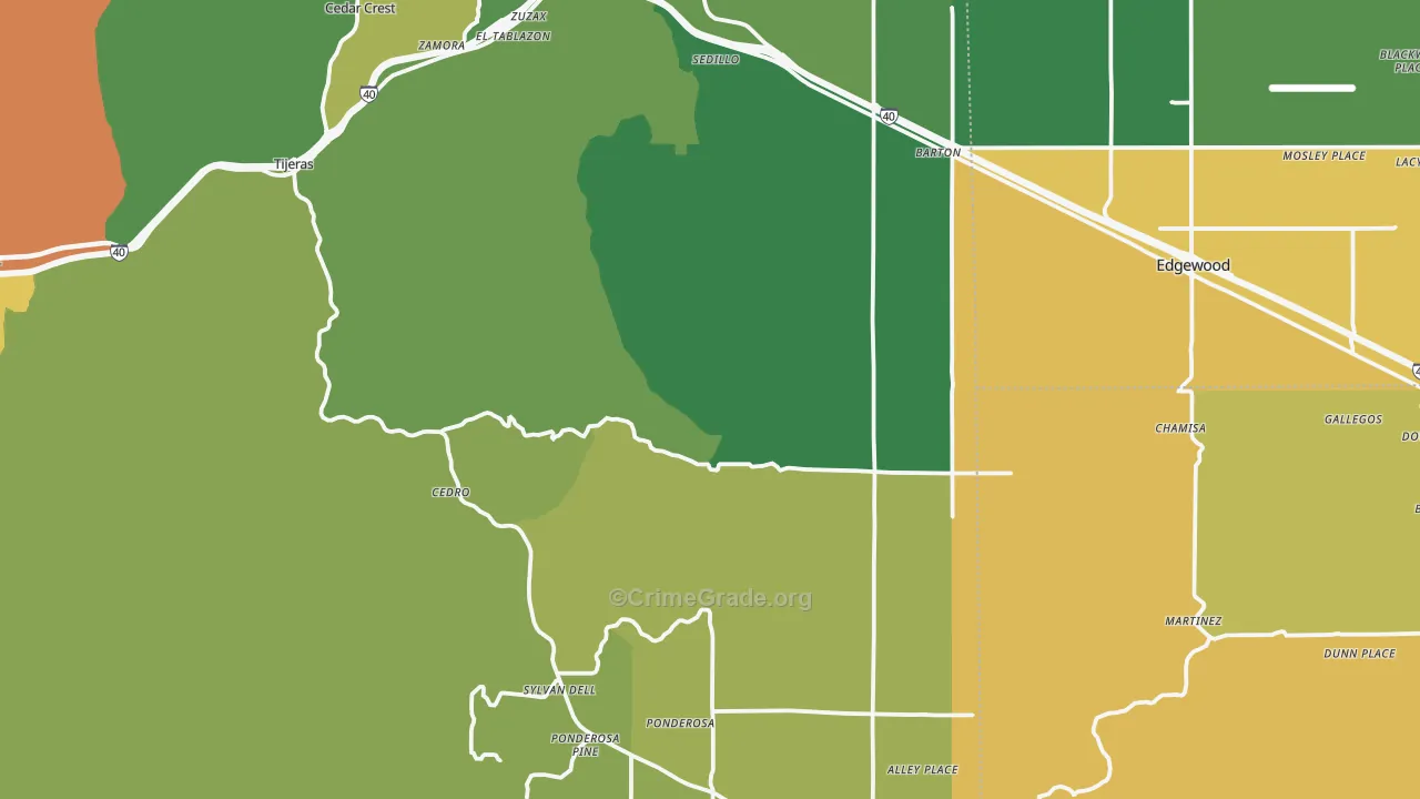 Tijeras, NM Map of Theft Rates