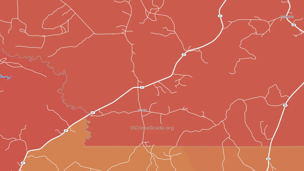 Tilden, AL Map of Theft Rates