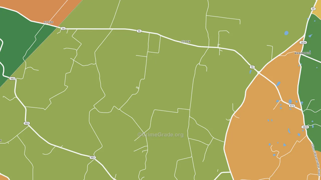 Tilden, KY Map of Theft Rates