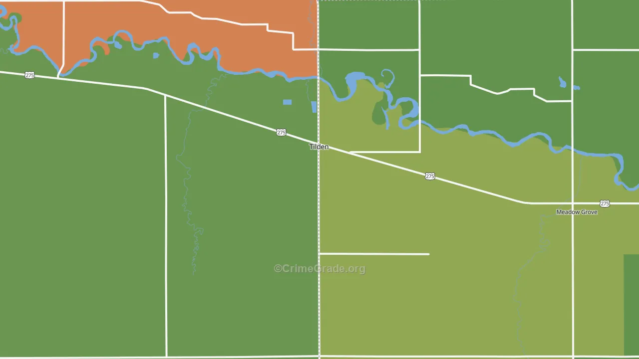 Tilden, NE Map of Theft Rates
