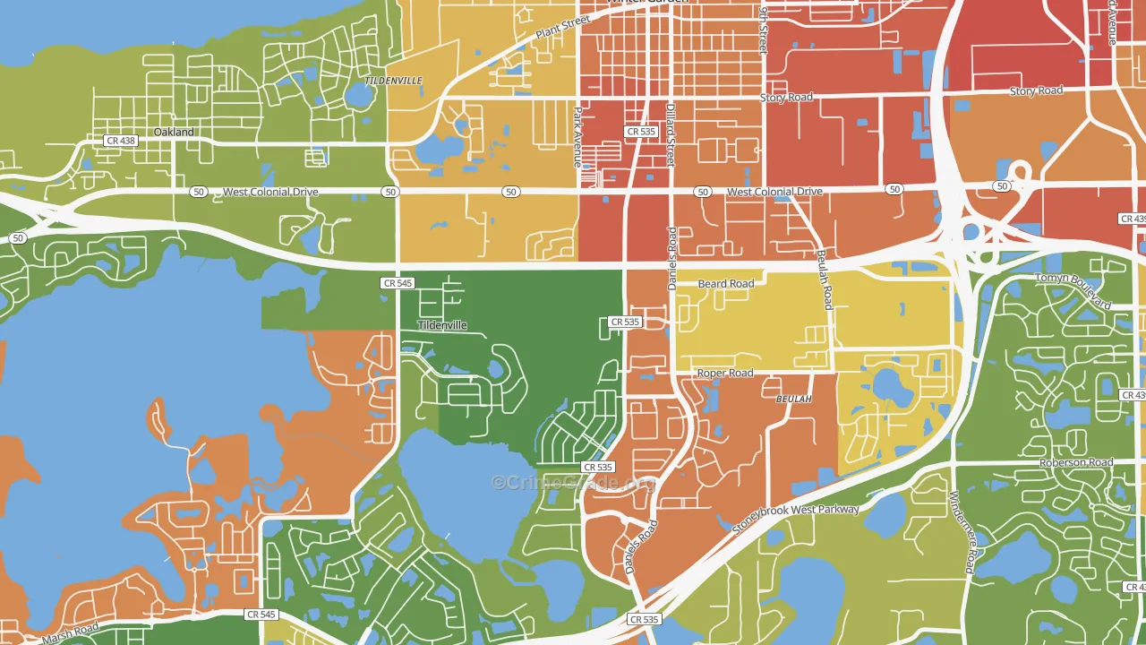 Tildenville, FL Map of Theft Rates