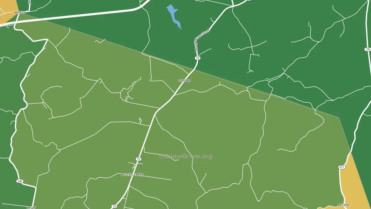 Tilford, KY Map of Theft Rates