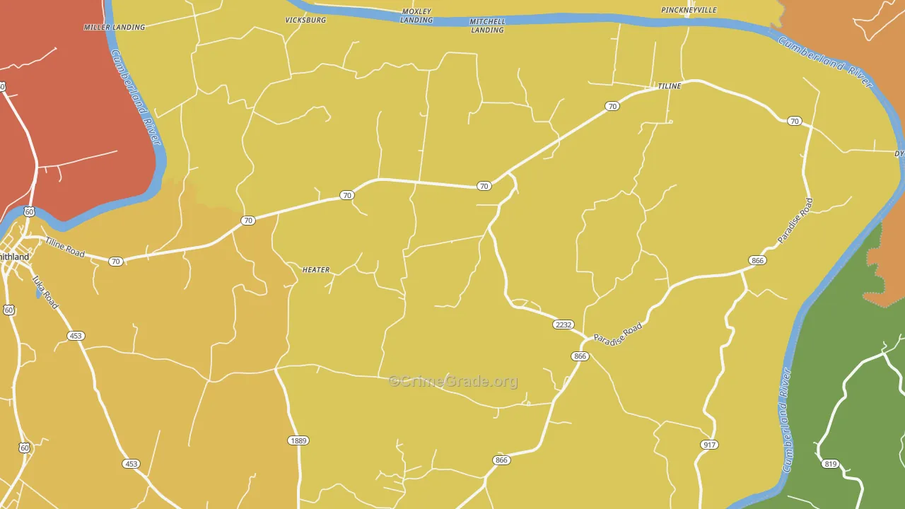 Tiline, KY Map of Theft Rates