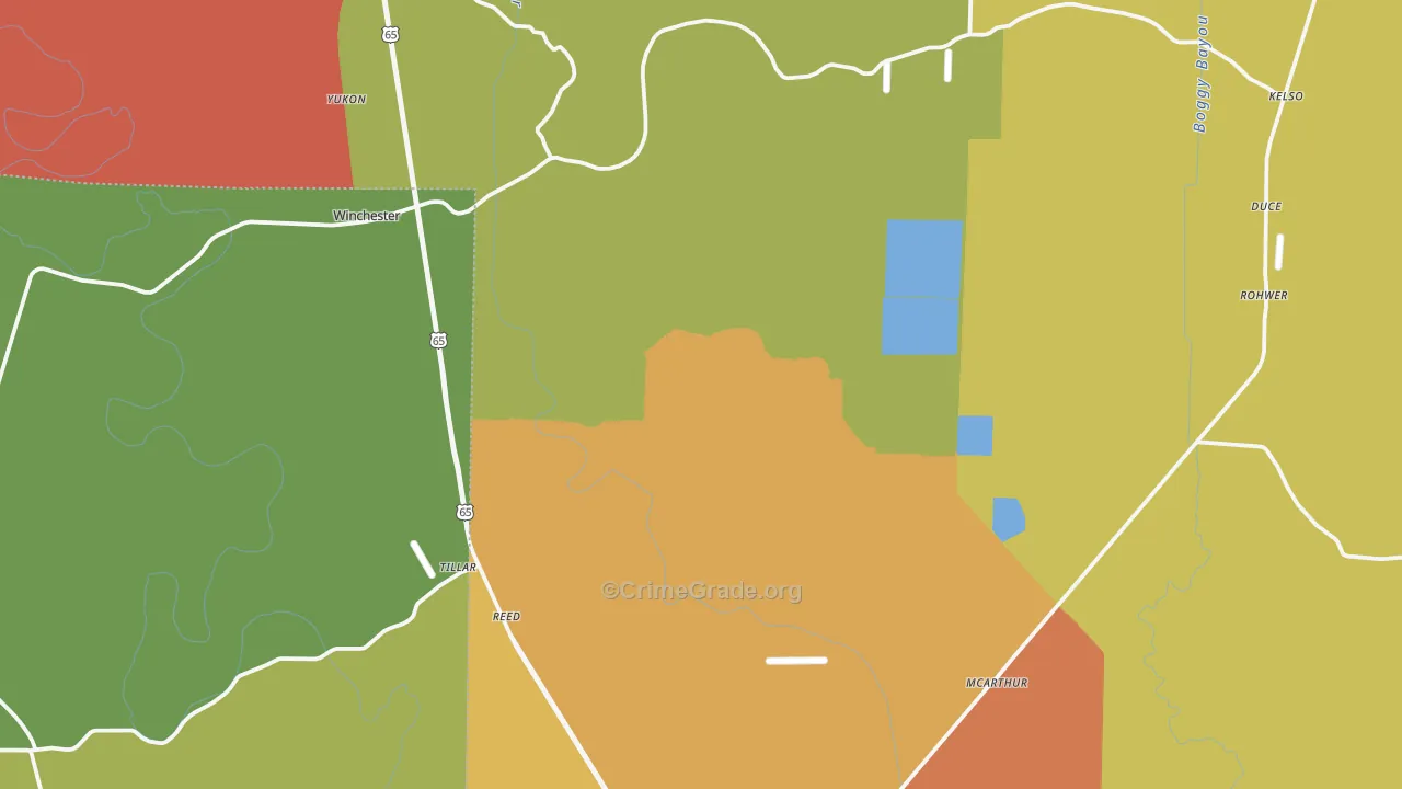 Tillar, AR Map of Theft Rates