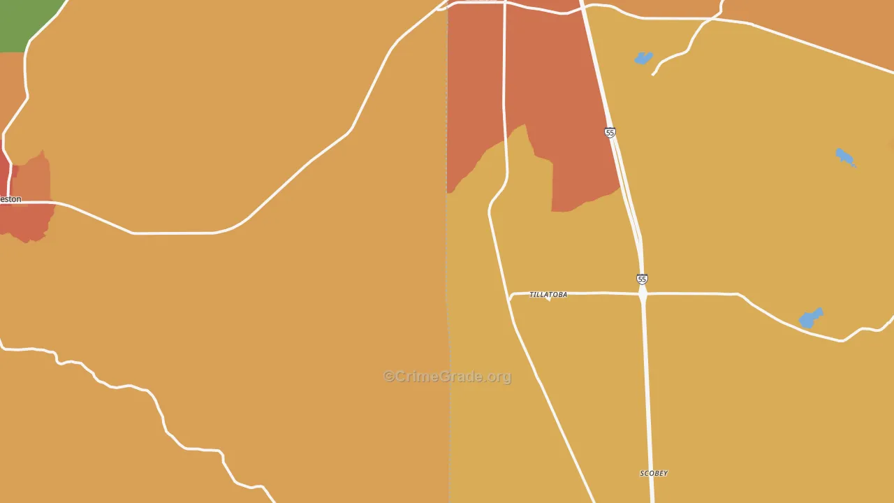 Tillatoba, MS Map of Theft Rates